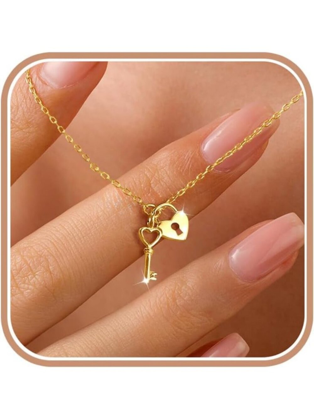 925 Sterling Silver Heart Key Charm Necklace - Elegant Gift for Women